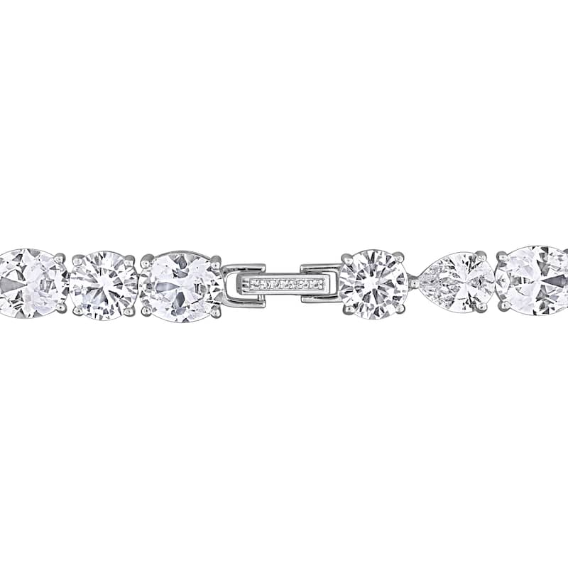 Miadora 150 3/4ct TGW Created White Sapphire Lariat Necklace in Sterling Silver - 16 in