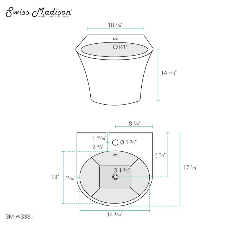 Ivy 19" ﻿Wall-Mount Bathroom Sink