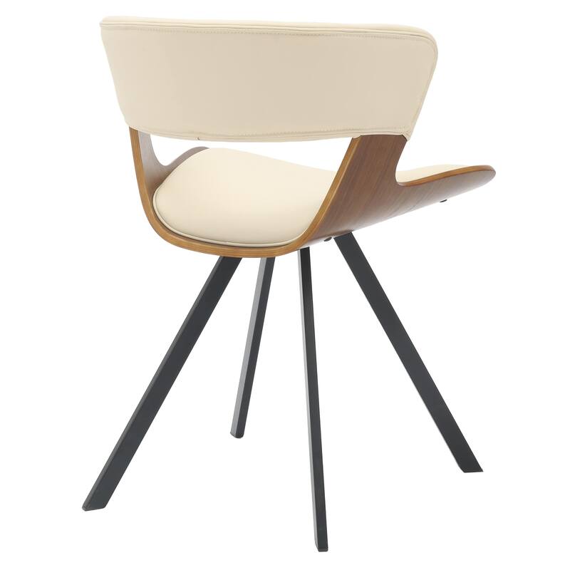 Dining Chair Upholstered in Leather or Velvet in Black Iron with Curved Open-Back Design Side Chair
