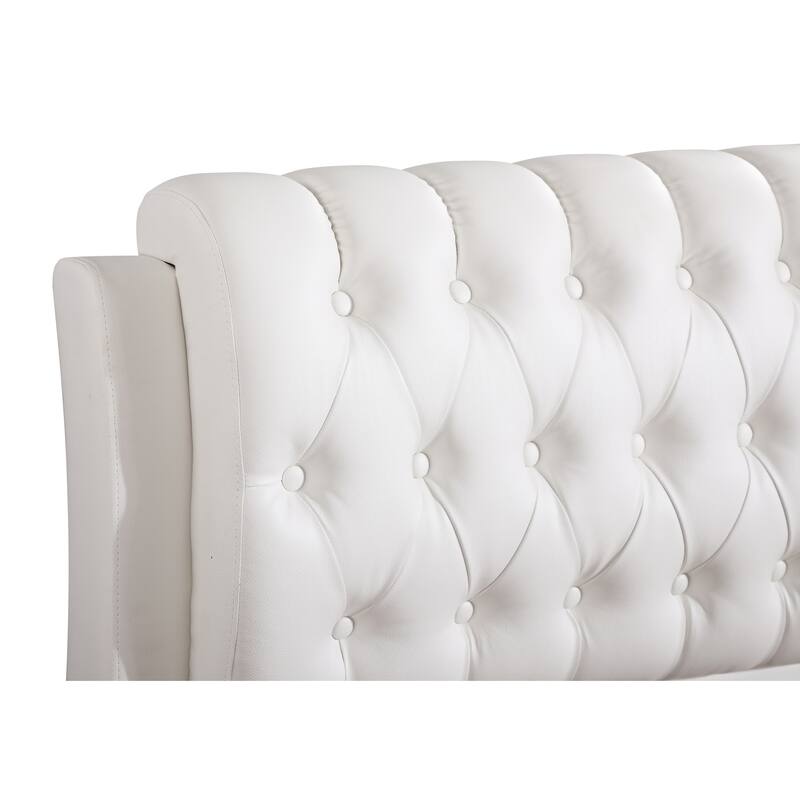 Twin Size PU Panel Bed with Sturdy PU Construction and Space-Saving Design