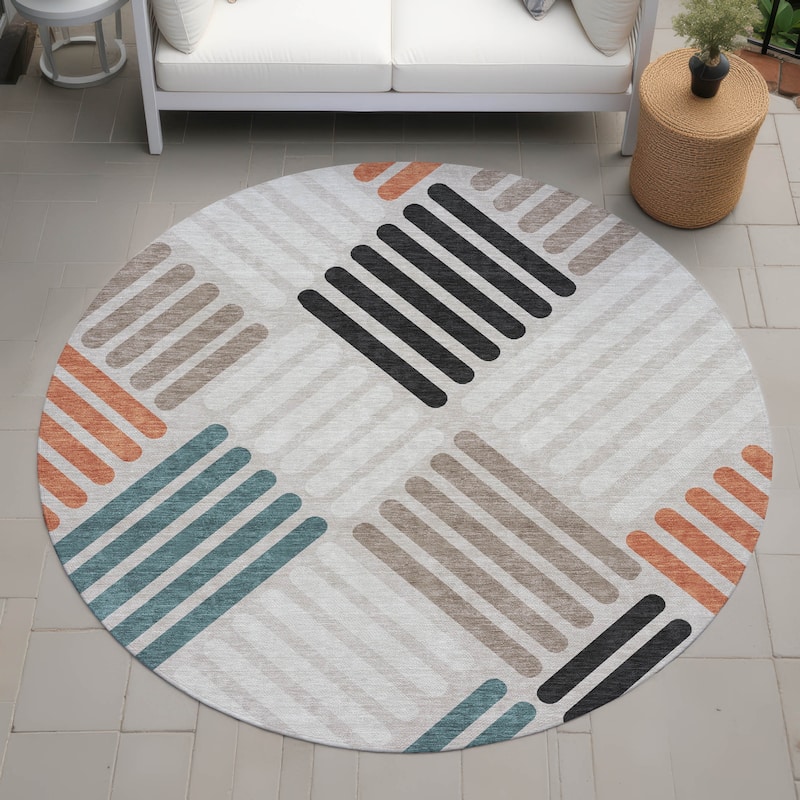 Machine Washable Indoor/ Outdoor Modern Weave Chantille Rug - Dune - 8' x 8'