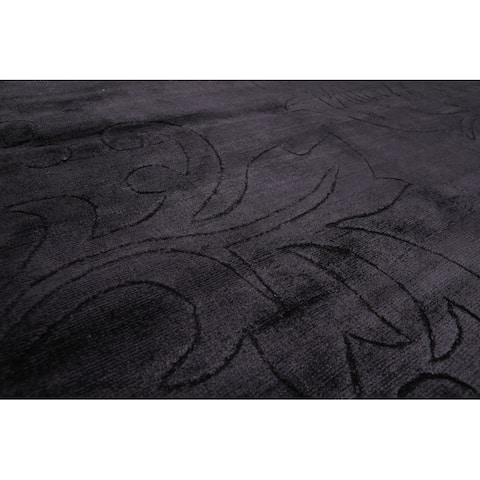 Hand Made Charcoal, Area Rug Viscose Modern & Contemporary Oriental Area Rug (4x6) - 4'6" x 6'10"