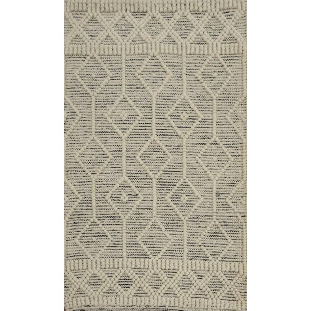 Hand Knotted Oriental 100% Wool Carpet Modern Geometric Beige & Ivories Modern Gotti Design Area Rug - 3' 8'' X 2' 3''