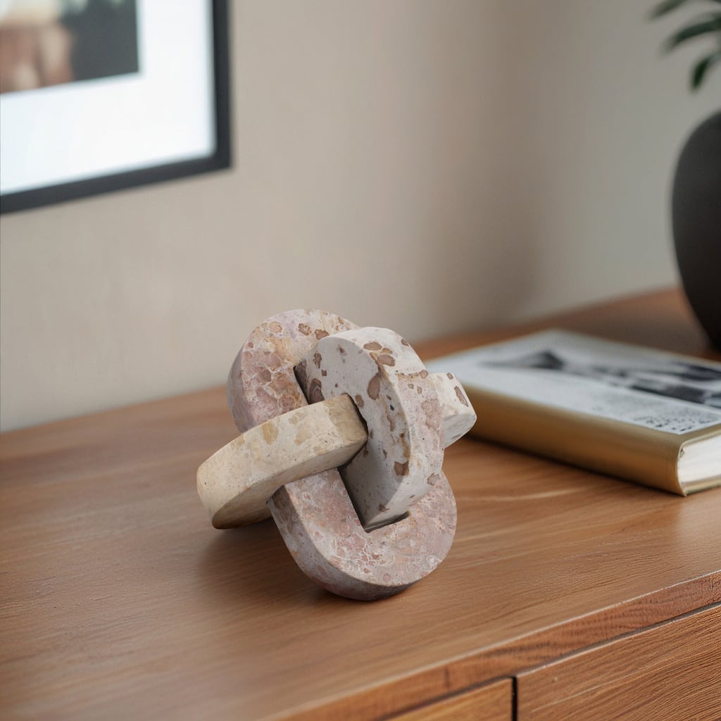 Stone Marble Decorative Object Interlocking Sculptural Form Accent