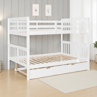 Full over Full Wood Bunk Bed with Trundle - Bed Bath & Beyond - 43655896