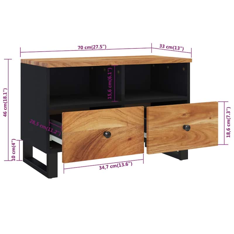 vidaXL TV Stand 27.6"x13"x18.1" Solid Wood Mango