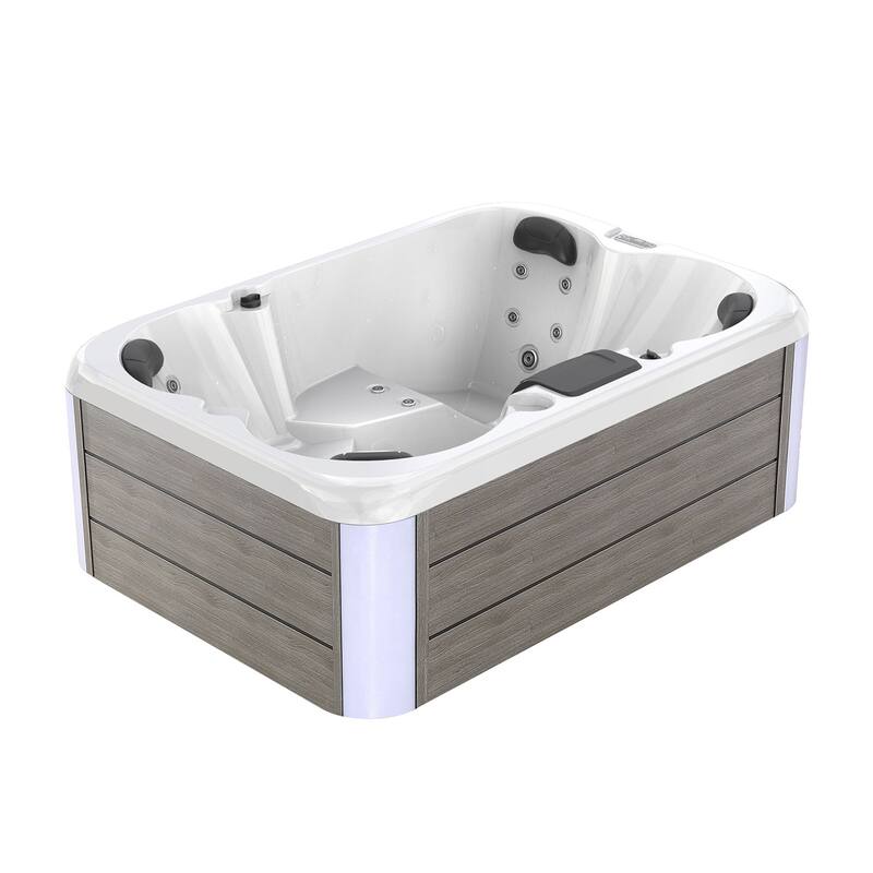 4-Person 20-Jet Premium Acrylic Lounger Spa Standard Hot Tub with Bluetooth Sound System and two-step ladder