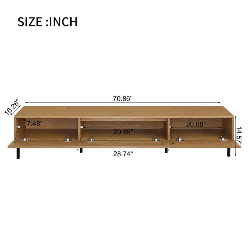 Boho TV Stand for TVs up to 80'' , Modern Farmhouse Media Console, Entertainment Center with Metal Legs