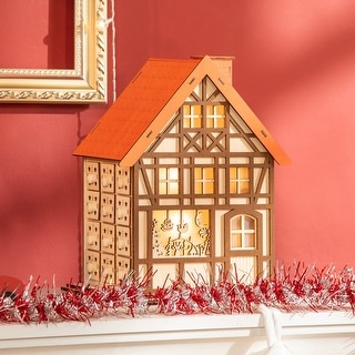 HOMCOM 24 Day Christmas Advent Calendar for Adults Kids Wooden
