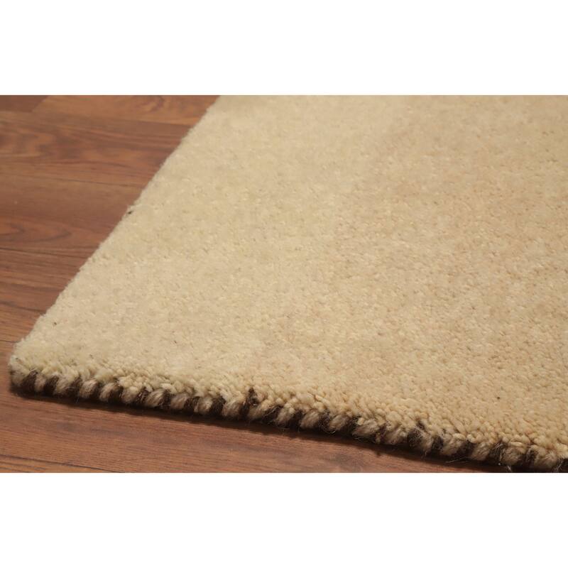 Hand Knotted Oriental 100% Wool Carpet Modern Stripe Brown Gabbeh Area Rug - 4' 5'' X 2' 3''