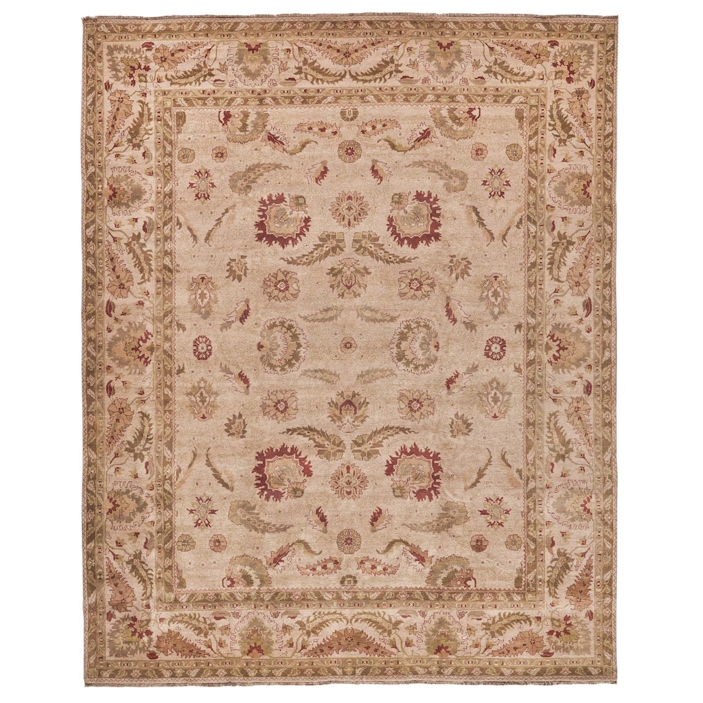 EXQUISITE RUGS ONE-OF-A-KIND Rare and Unusual Agra Hand Knotted Taupe Rug - 11'7"x14'4"