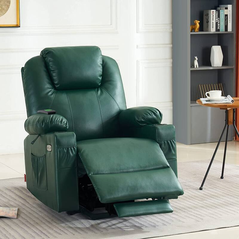 MCombo Electric Power Lift Recliner Chair Sofa with Massage and Heat, 3 Positions, USB Ports, Faux Leather 7040