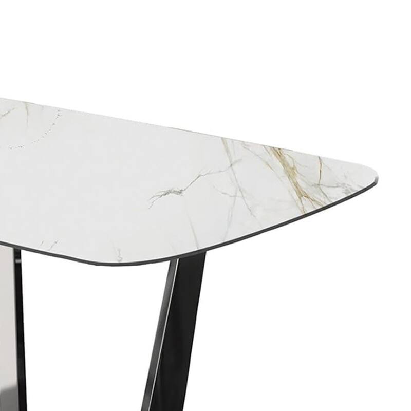 7 Piece Dining Set with Metal Trestle Legs