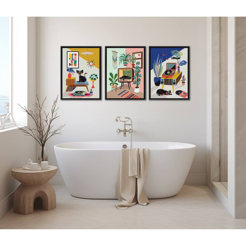 Kate and Laurel Sylvie Chill Out Framed Canvas Art Set by Rachel Lee