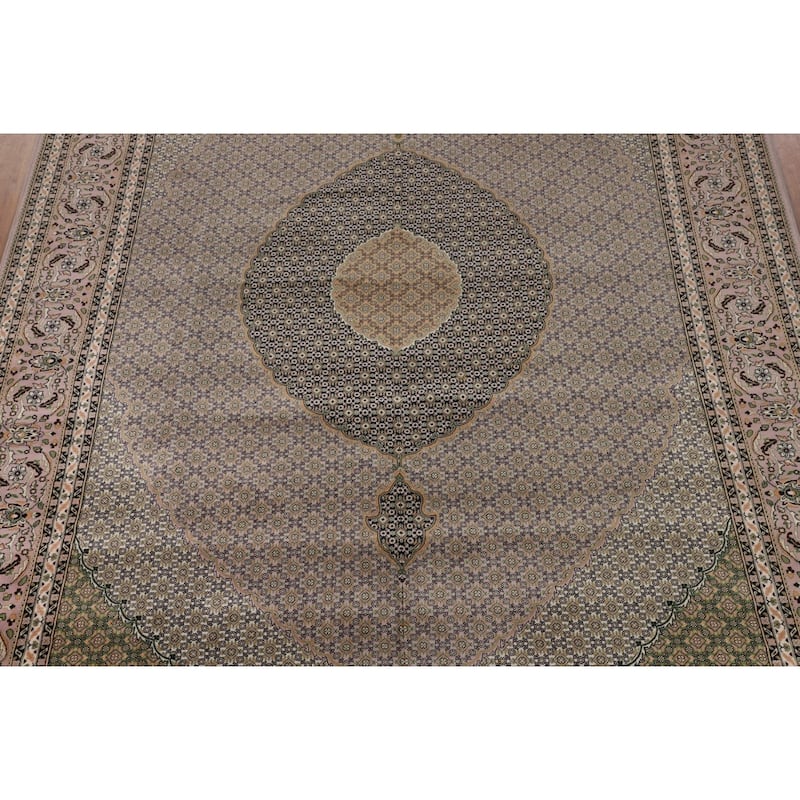 Traditional Gray Kashan Turkish Area Rug Machine Made Floral Carpet - 9'9" x 13'1"
