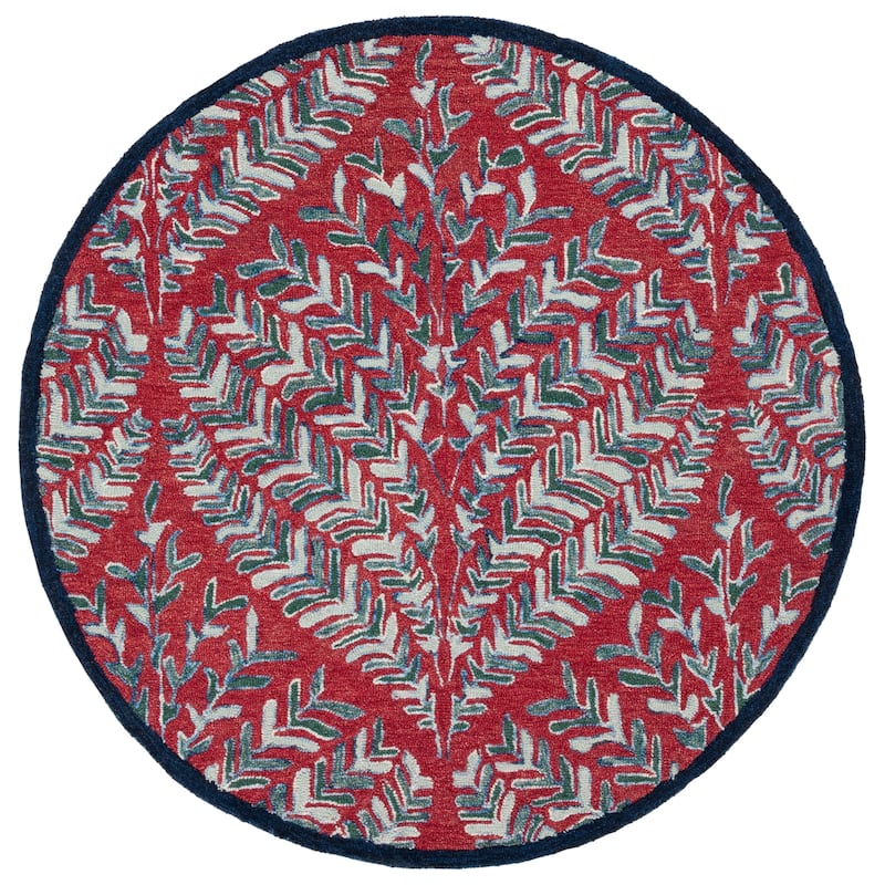 SAFAVIEH Handmade Capri Kert Wool Rug - 7' Round - Red/Green