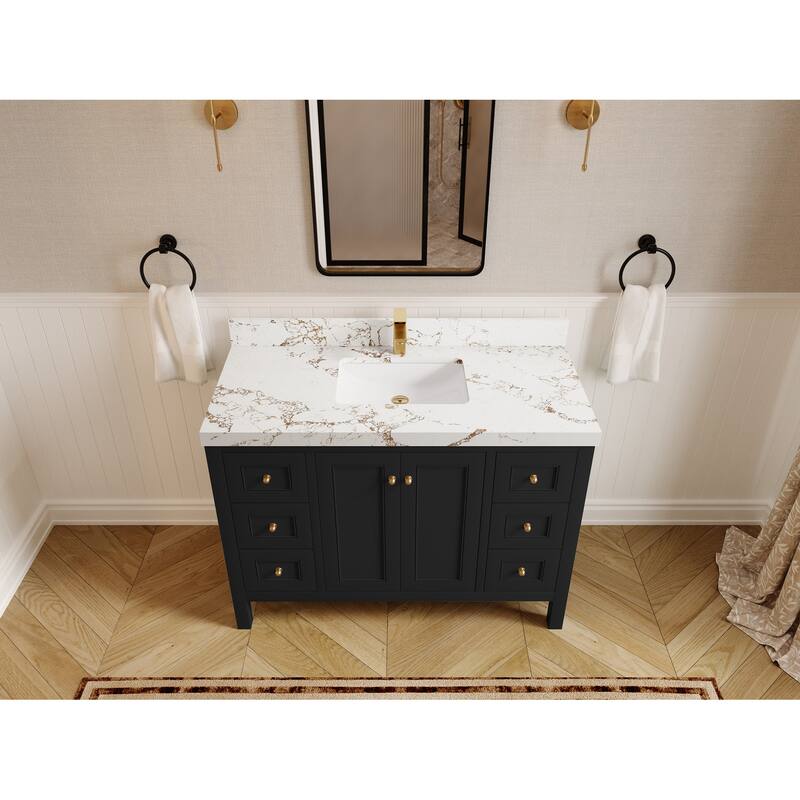 Willow Collections 48 in. W x 22 in. D Nashville Single Sink Bathroom Vanity with Countertop - 2"Viola Gold - Black