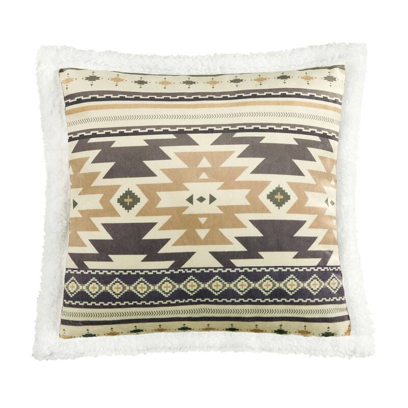 Indigo Hill by HiEnd Accents Campfire Sherpa Fleece Decorative Pillow, 18"x18"