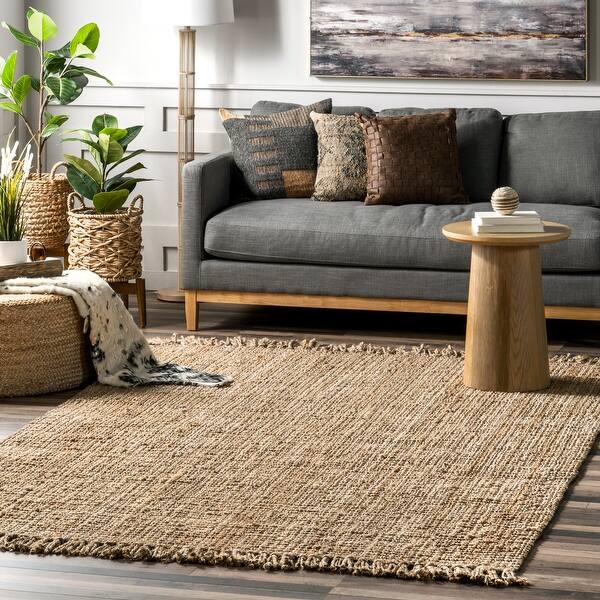 slide 2 of 48, Brooklyn Rug Co Delilah Solid Chunky Jute Tassel Area Rug 12' x 15' - Natural
