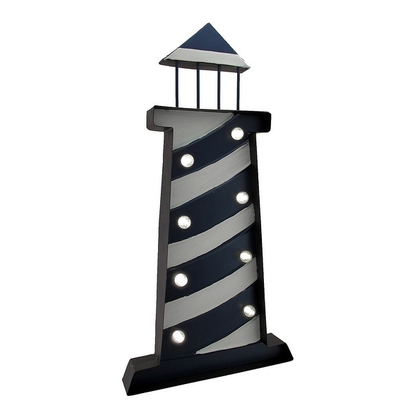 Hand Painted LED Lighted Metal Lighthouse Wall Hanging Overstock