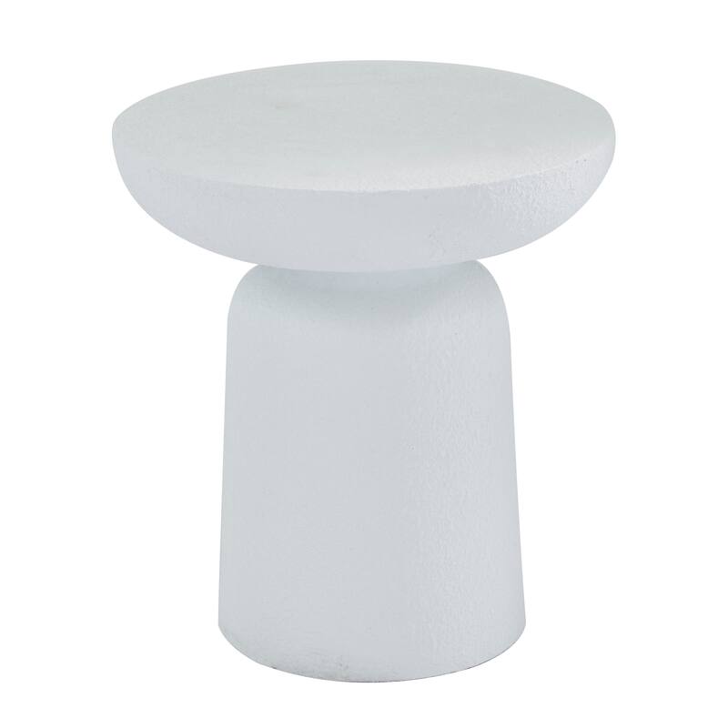 White or Black Magnesium Oxide Outdoor Accent Table with Wide Top