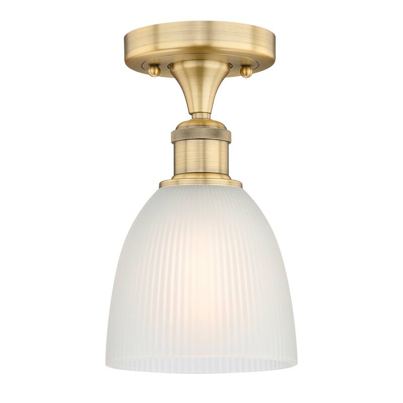 Innovations Lighting Edison Castile - 1 Light 6" Semi-Flush Mount - Brushed Brass/White