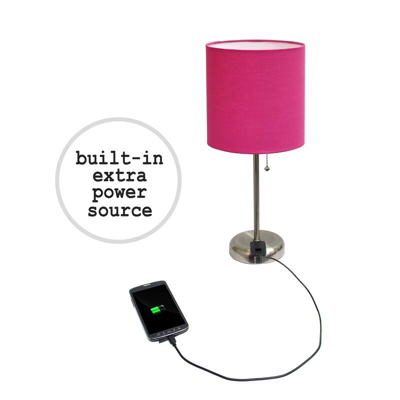 Simple Designs 19.5" 2 Pack Table Desk Lamp Set with Charging Outlet - 19.50