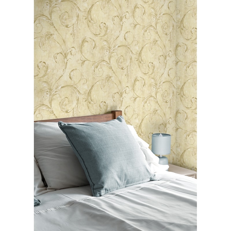 Seabrook Designs Creswell Scroll Unpasted Wallpaper