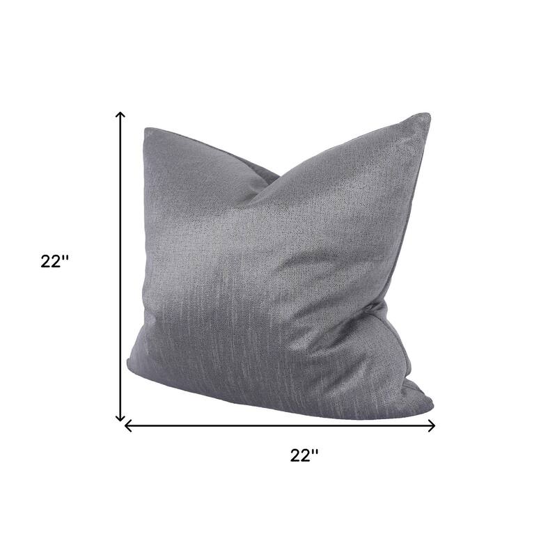 HomeRoots 22" X 22" Gray Polyester Zippered Pillow