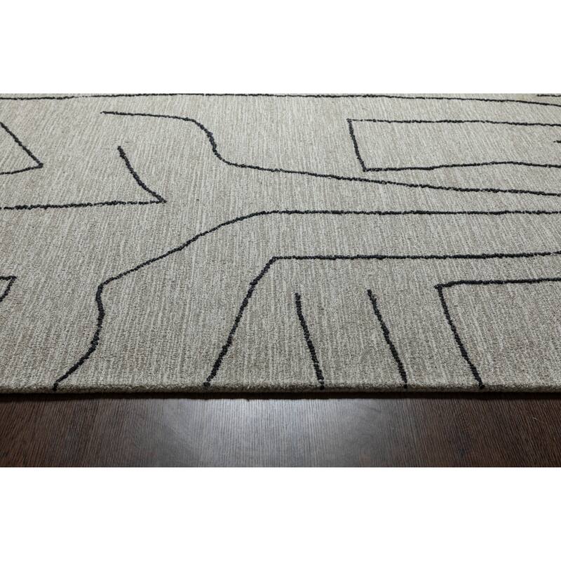 Abbey Valetta Natural, Brown, and Black Wool Handwoven Area Rug - 2' x 6' Runner