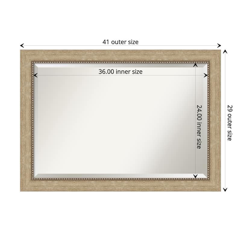 Beveled Bathroom Wall Mirror - Astor Frame - Outer Size: 41 x 29 in - Astor Champagne