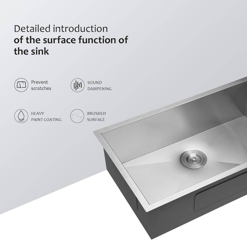 32 Inch Undermount Sink - Undermount Stainless Steel Kitchen Sink 16 Gauge 9 Inch Deep Single Bowl Kitchen Sink Basin