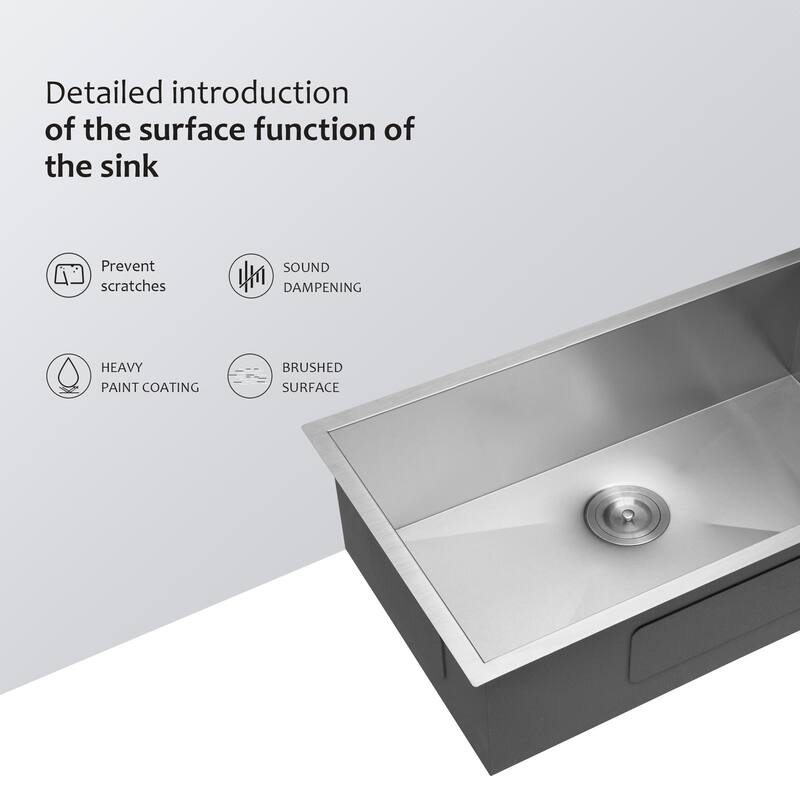 Undermount Kitchen Sink 16 Gauge 9 Inch Deep Single Bowl Kitchen Sink Basin, Includes Drain Assembly (No Additional Accessories)
