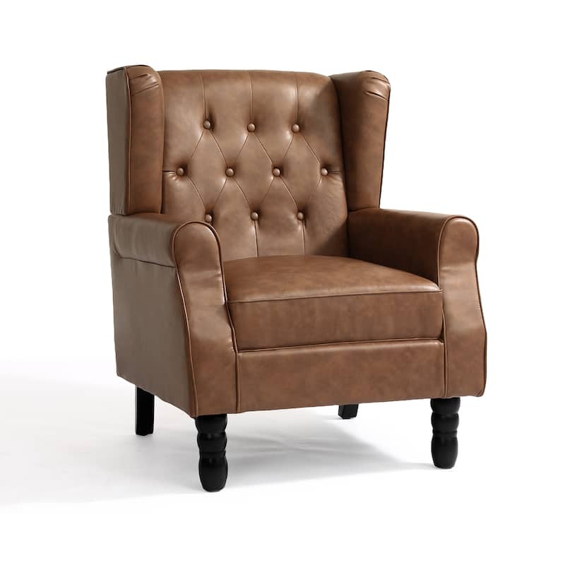 Button-Tufted Accent Chair Wingback Armchair - 38"H