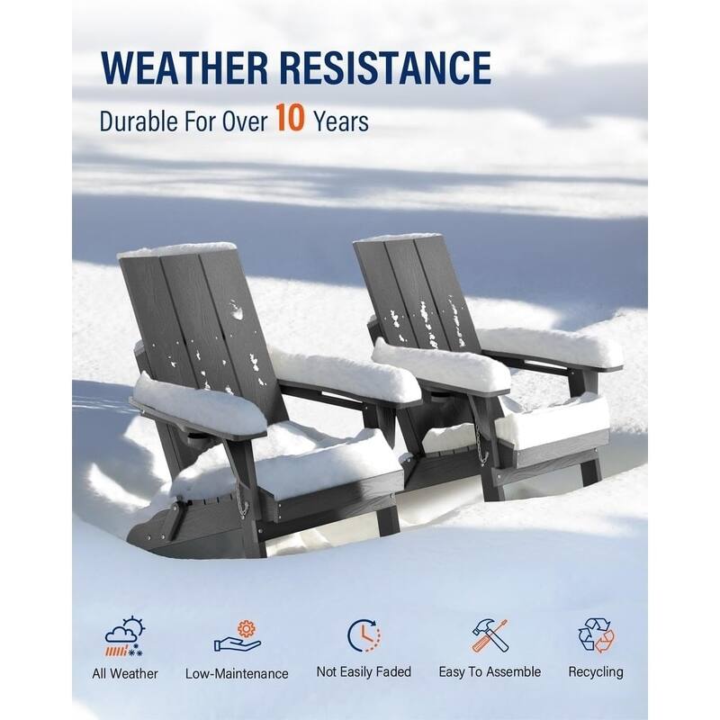 WINSOON Modern HDPE Outdoor Folding Adirondack Chair With Cup Holder