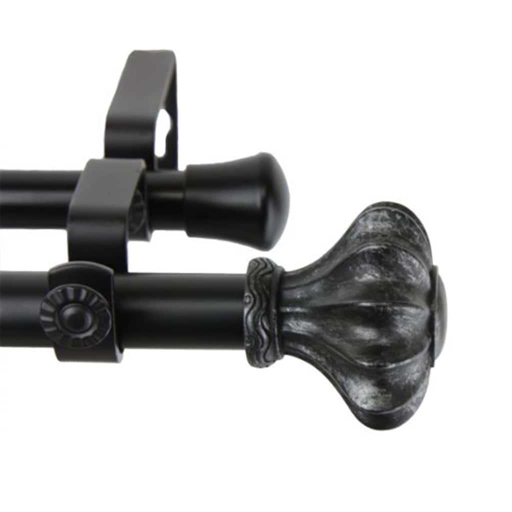 Flair 13-16 inch Double Curtain Rod - Elegant Steel Drapery Rod Set - 170
