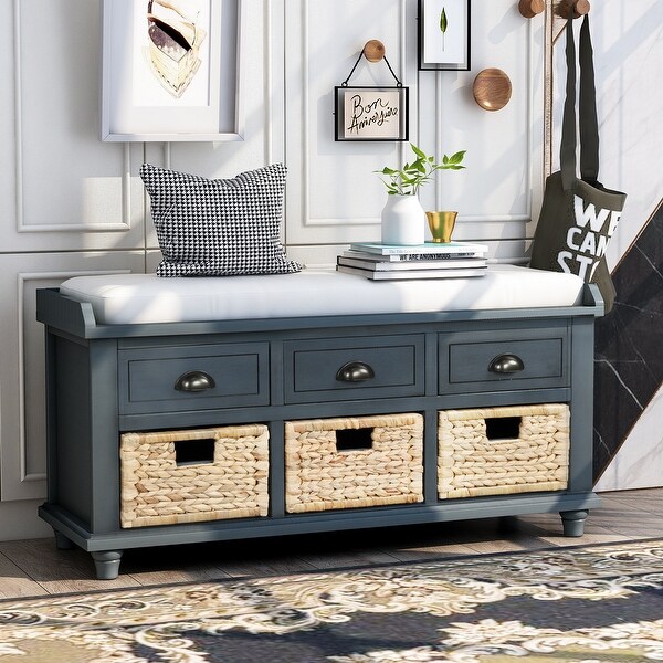 Antique shoe storage store bench