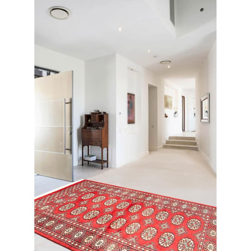ECARPETGALLERY Hand-knotted Peshawar Bokhara Red Wool Rug - 3'1 x 4'10