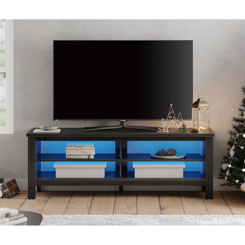 LED TV Stand Wood Entertainment Center - 62 inches - Black