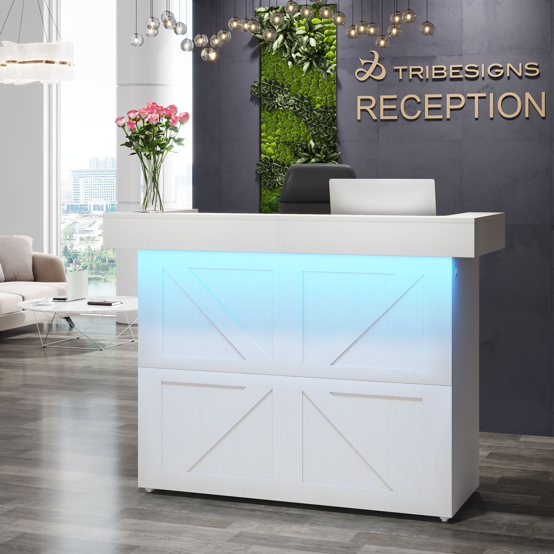 55-Inch Reception Desk Retail Counter Table for Salon, Lobby, Shop, Office  Reception Room - Bed Bath \u0026 Beyond - 40558747, image size:1800x1800