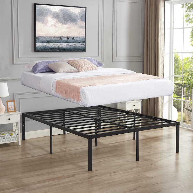 Javlergo 14/16/18 Inch Metal Platform Bed Frame, Heavy Duty Slat Support /No Box Spring Needed