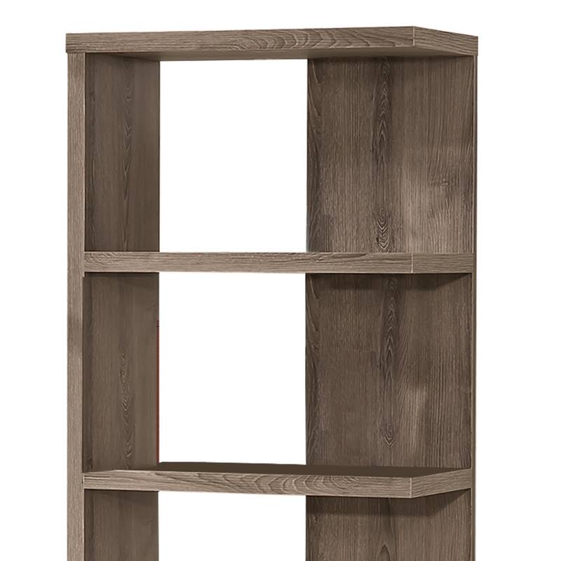 Spacious Semi Backless Wooden Bookcase, Gray