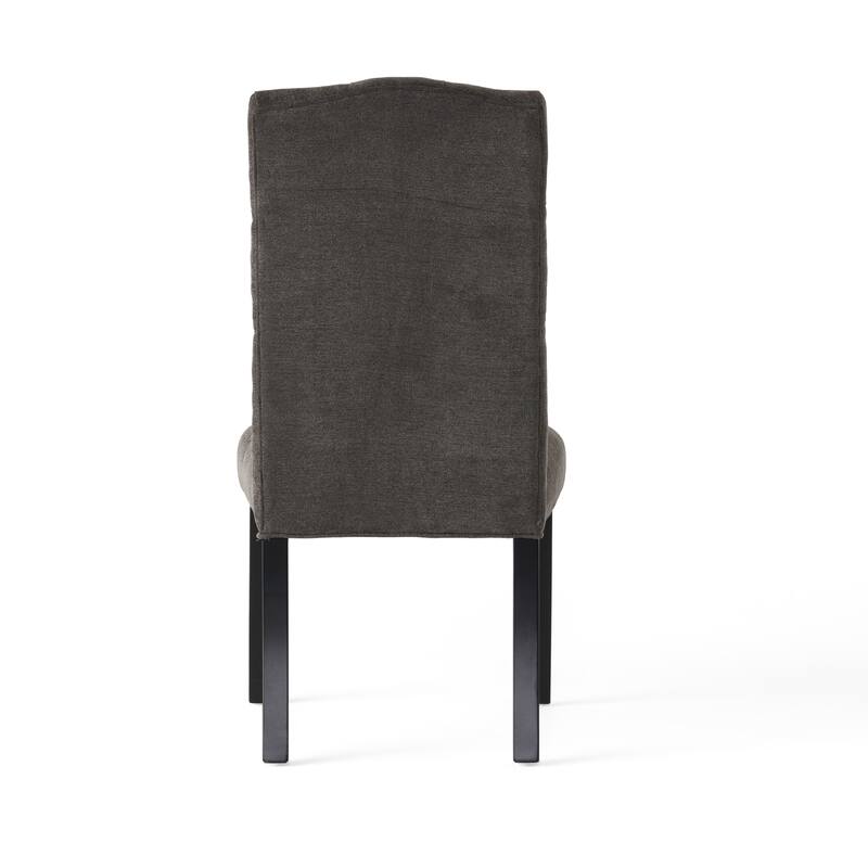 Modern Dining Chairs Tufted Dining Chairs with Tufted Back and Crown Top, for Dining Rooms, Set of 2, Dark Grey