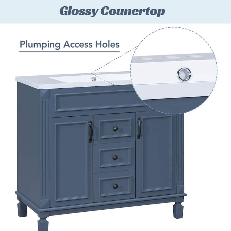 36'' Freestanding Bathroom Vanity with Integrated Ceramic Sink and Drawers