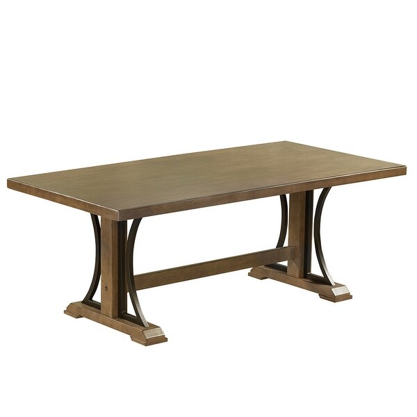 Retro Style Dining Table, Wood Rectangular Table, Seats up to 8
