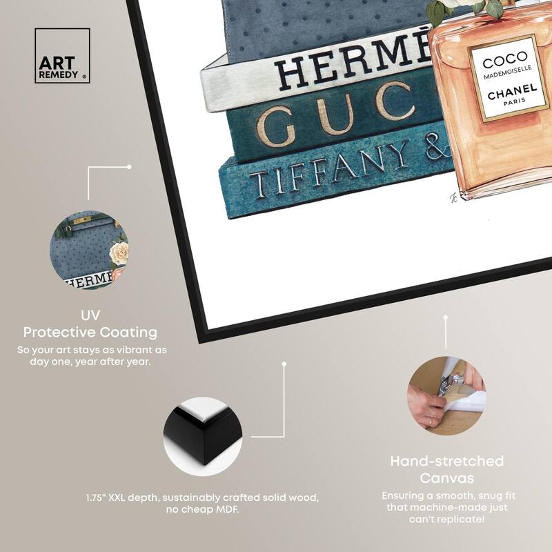 Books and Coco Orange Canvas by Art Remedy