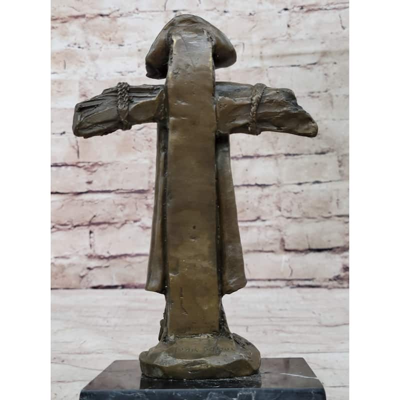 Pirate Skeleton Tied To Post Real Bronze Metal Statue Sculpture On Marble Base