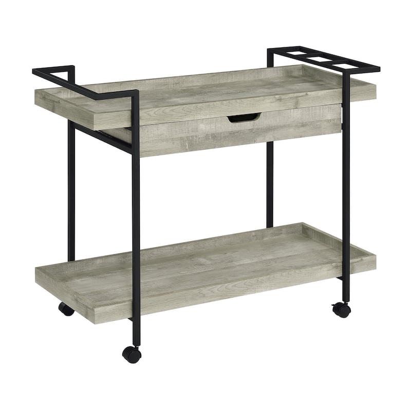 Davis Grey Bar Cart with Storage Drawer