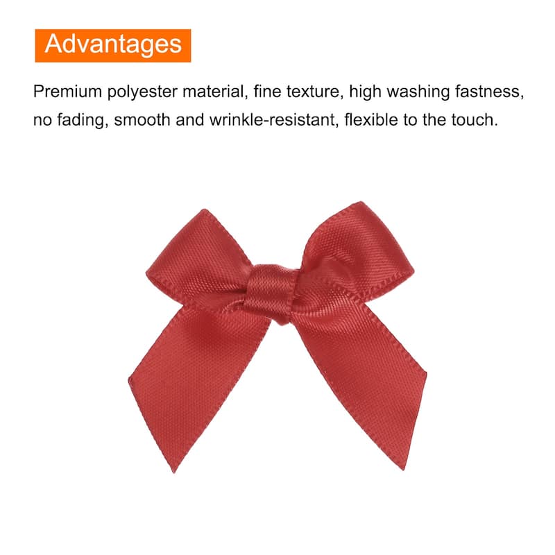 30Pcs Mini Ribbon Bow 1.5" Mini Fabric Satin Ribbon Flower Bows