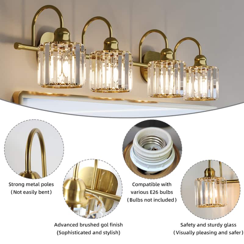 ExBrite Modern Rose Gold 1/2/3/4/5-light Bathroom Dimmable Crystal Vanity Lights Wall Sconces